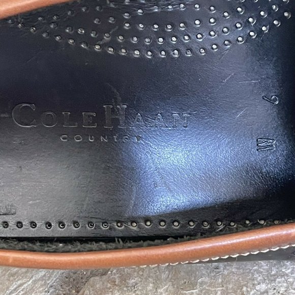 Cole Haan Monk Strap Loafer Mens 9 C03586 Pinch Buckle Fringe Two Tone Black - Picture 9 of 11